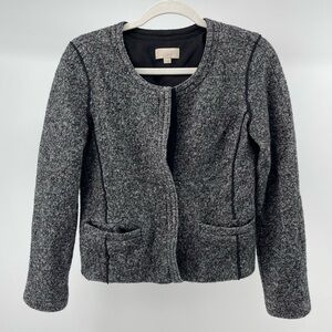 LOFT Grey Wool Blend Two Button Collarless Blazer Jacket, Women's 2